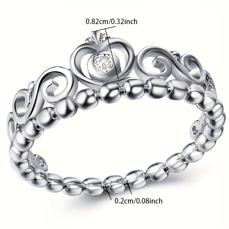Fashionable Synthetic Zirconia Heart Crown Ring